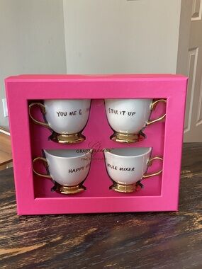 Grace Teaware White and Gold Porcelain set of 4 Cocktail Cups Set